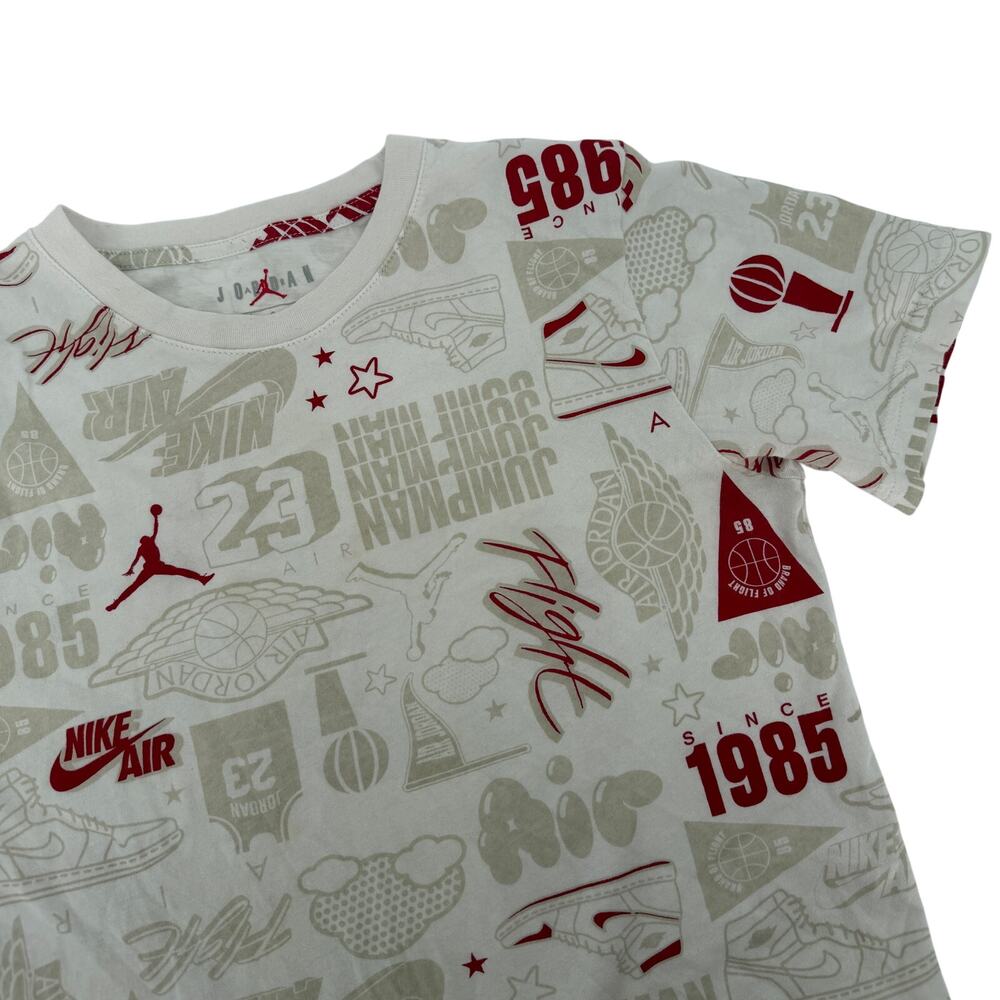 Nike Boys White Jordan Air‎ Element All Over Print T-Shirt Large